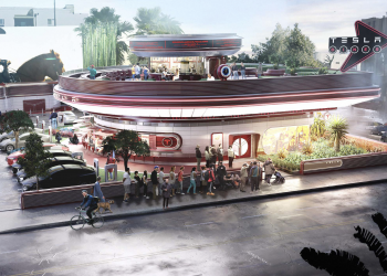 Construction Underway On Tesla Diner In Hollywood
